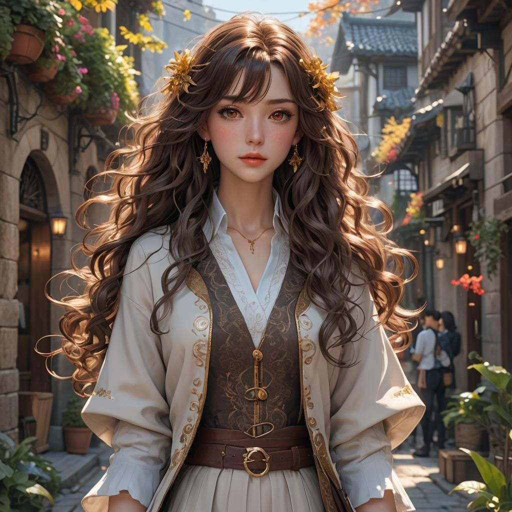 Fantasy Brunette in 3D Anime Art Style