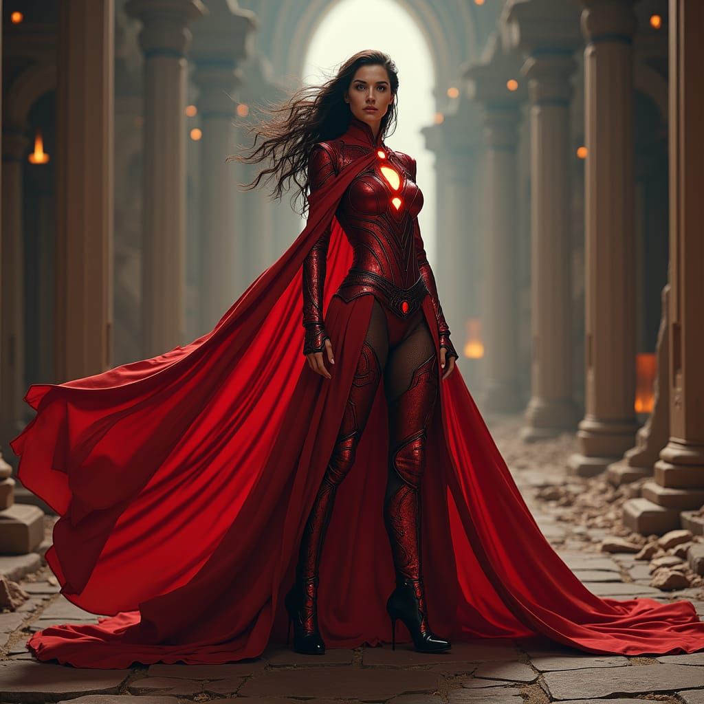 Scarlet Witch Cosplay in a Simon Stalenhag Style