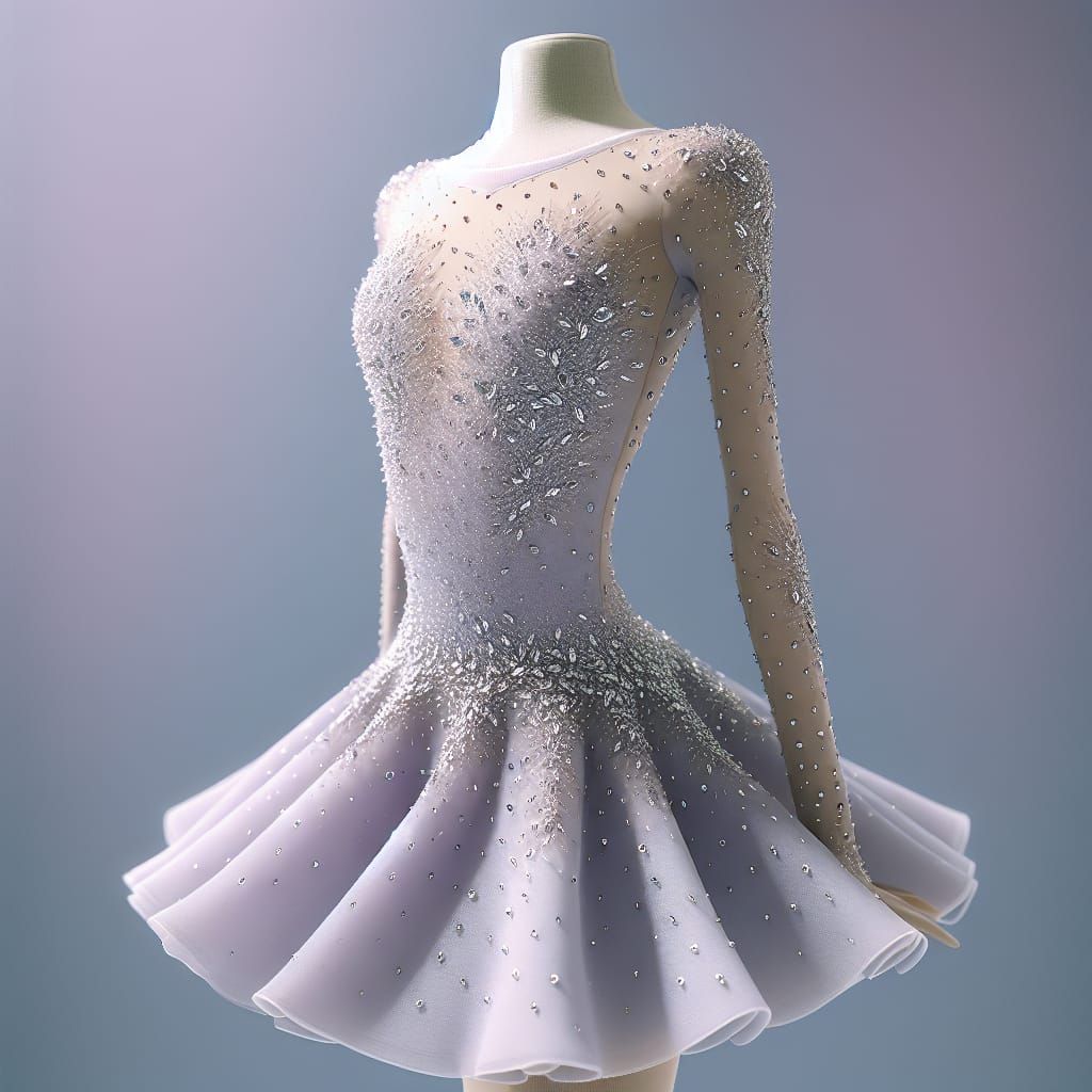 Pale Lavender Crystal Figure Skating Dress