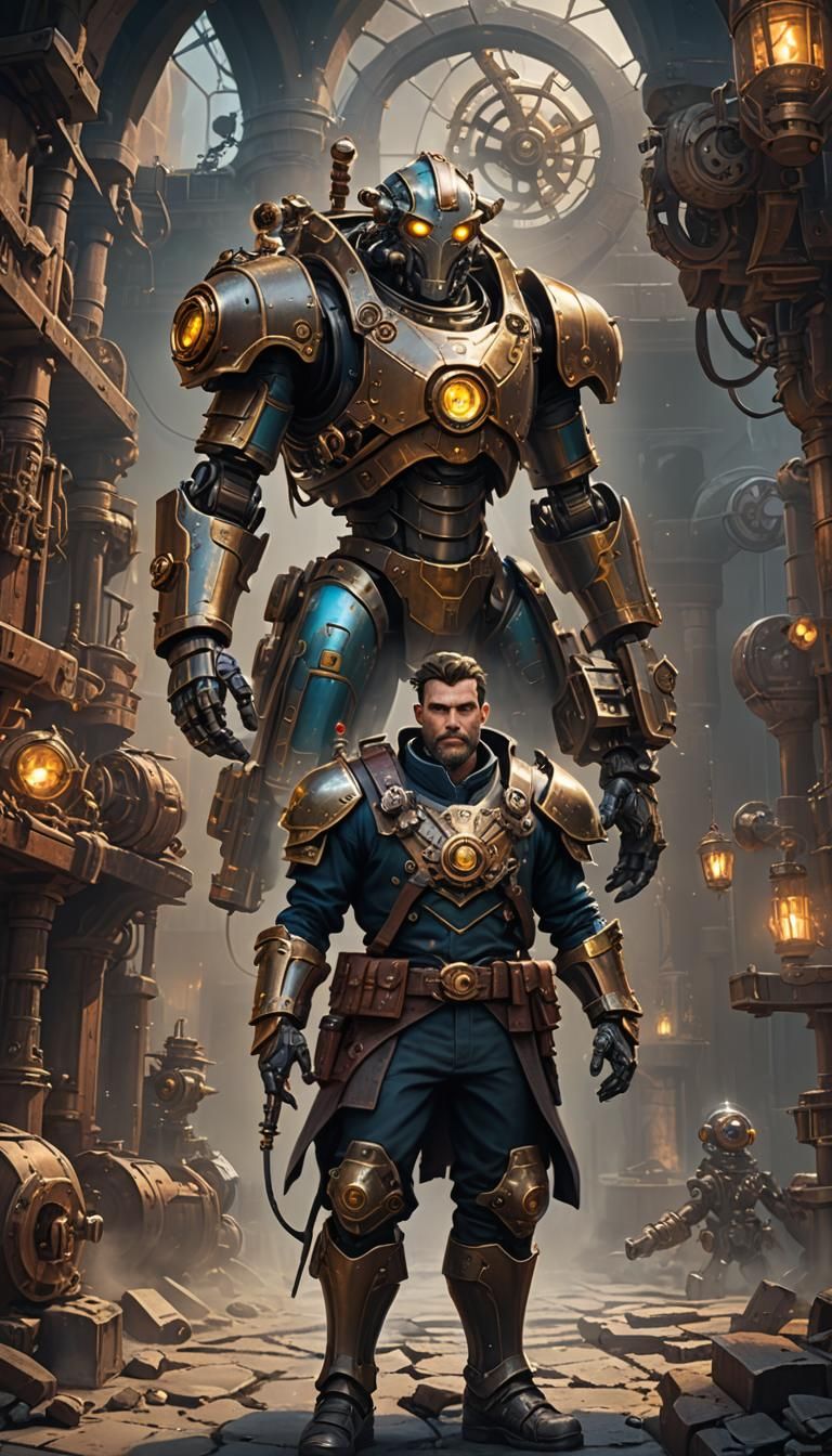 Steampunk Artificer and Robot in Dungeons and Dragons