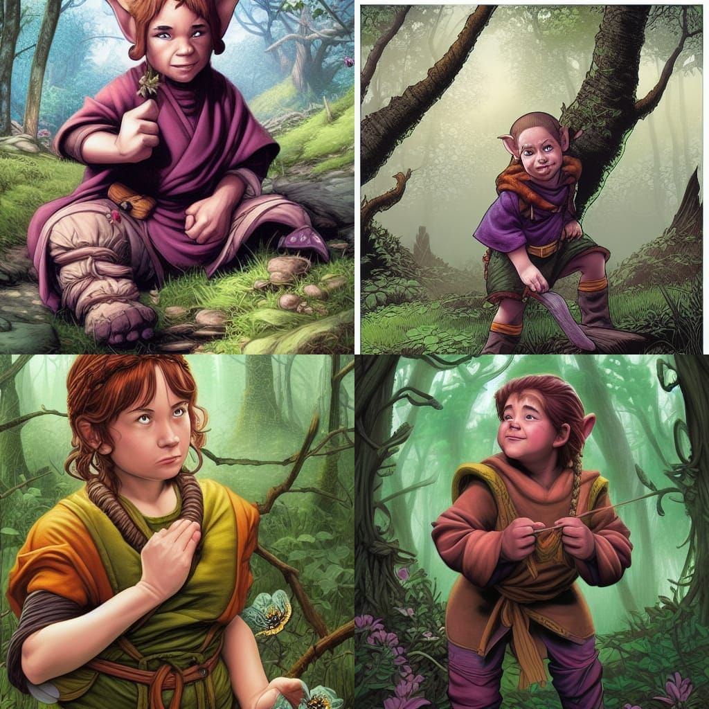 Halfling Monk in Forest, Comic Book Art