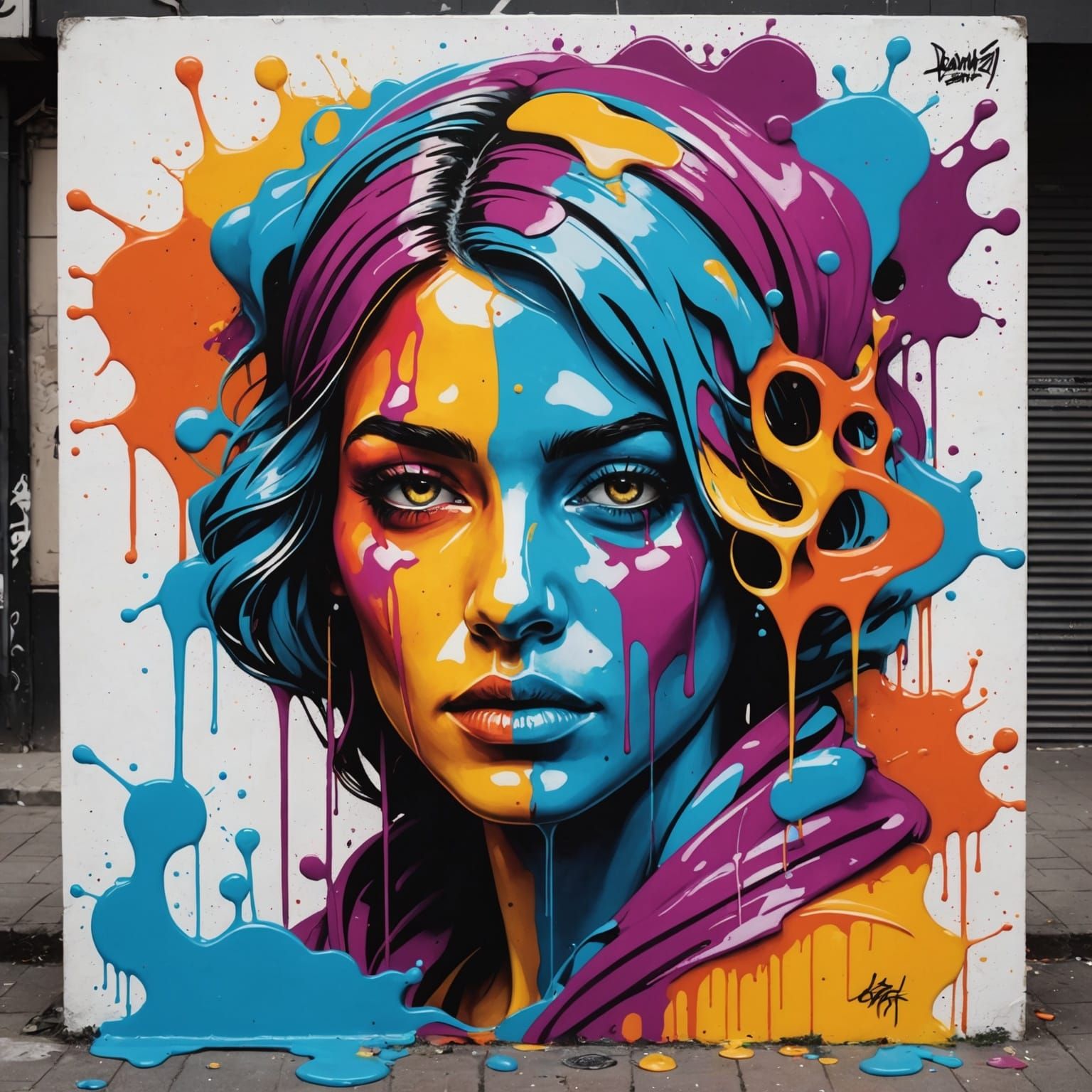 Polychromatic Seashell Graffiti Art with Splash Effects