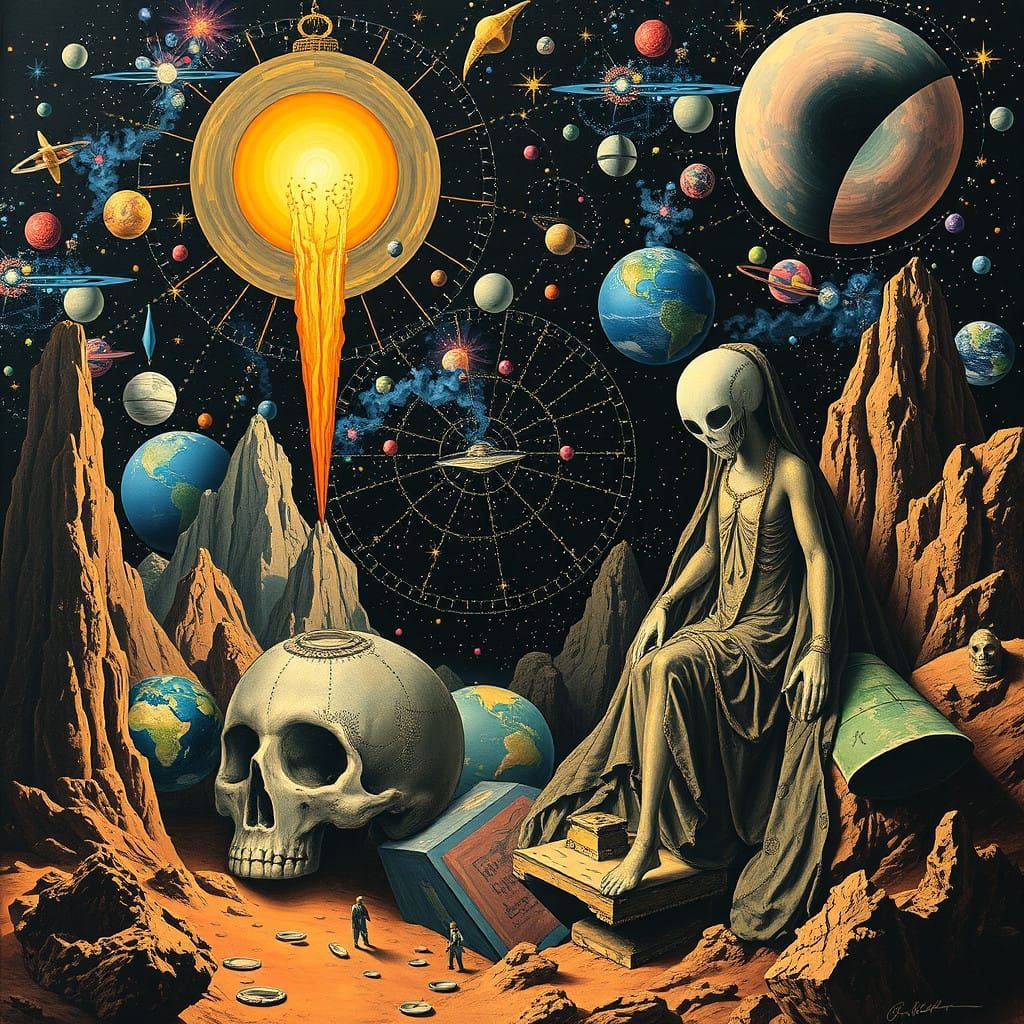 Cosmicpunk Alien Art Inspired by Kandinsky and daVinci