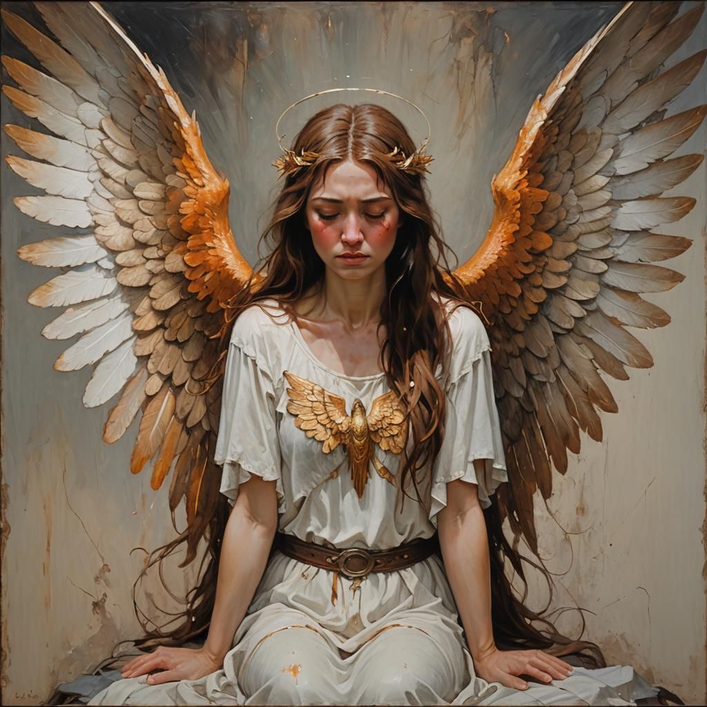 Angelic Protection: An Oil Painting of Comfort