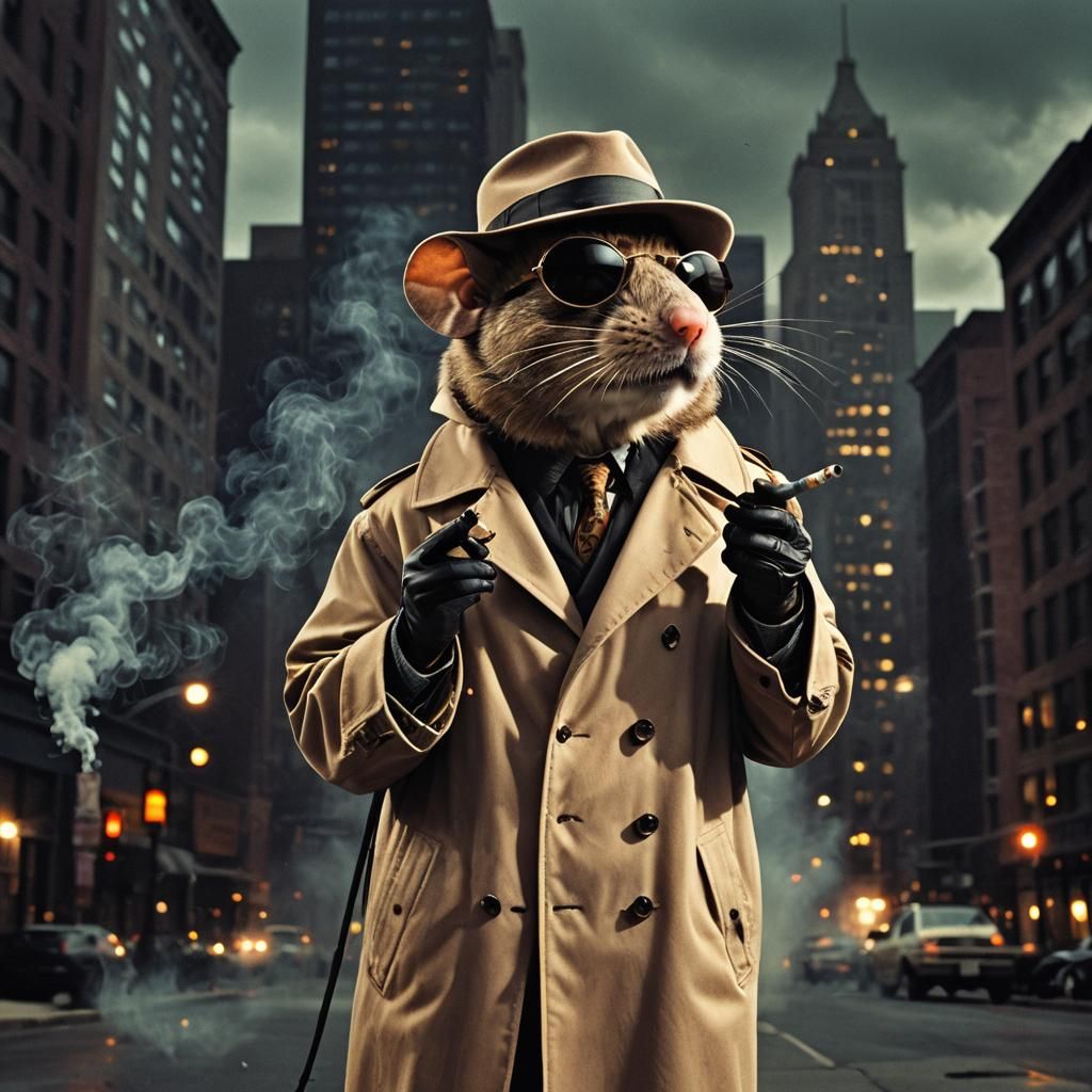 Mouse as Film Noir Detective in Chicago