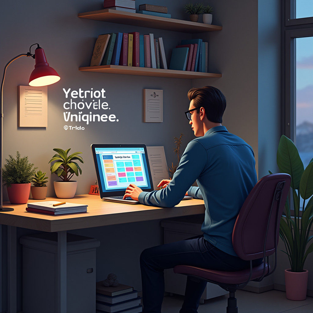 Manager Organizes Tasks on Laptop in Modern Workspace