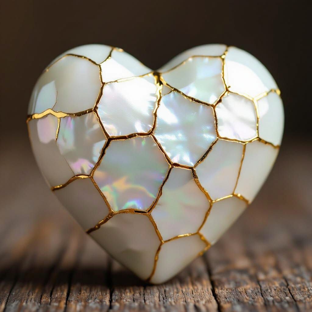 Kintsugi Heart Healed With Gold