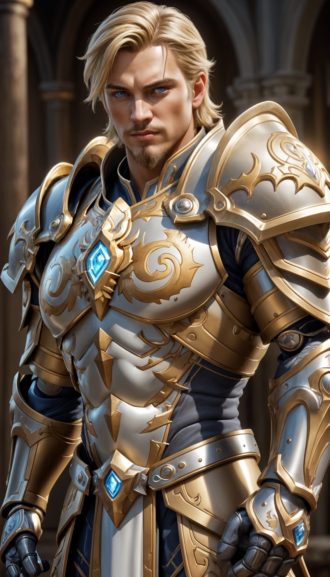 Hyperrealistic Warcraft Paladin in Divine Light