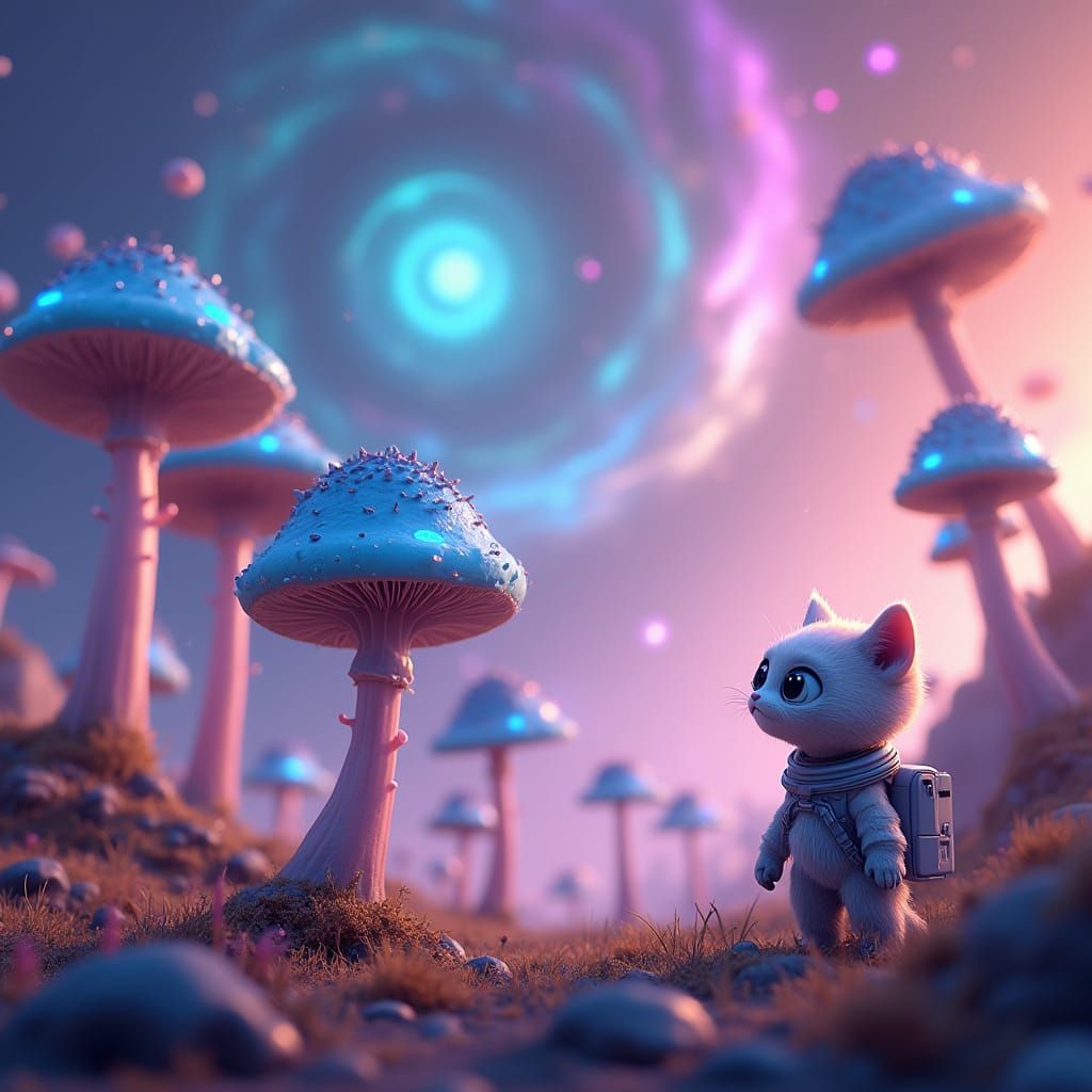 Surreal, Whimsical Creatures Dance Amidst Iridescent Nebula ...