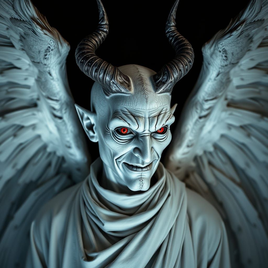 Angel's Gaze on the Devil in a Dark, Cinematic Scene