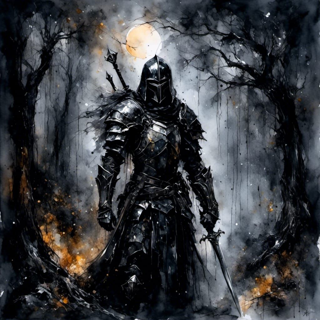 Mystical Knight in Dark Forest, Dramatic Realism