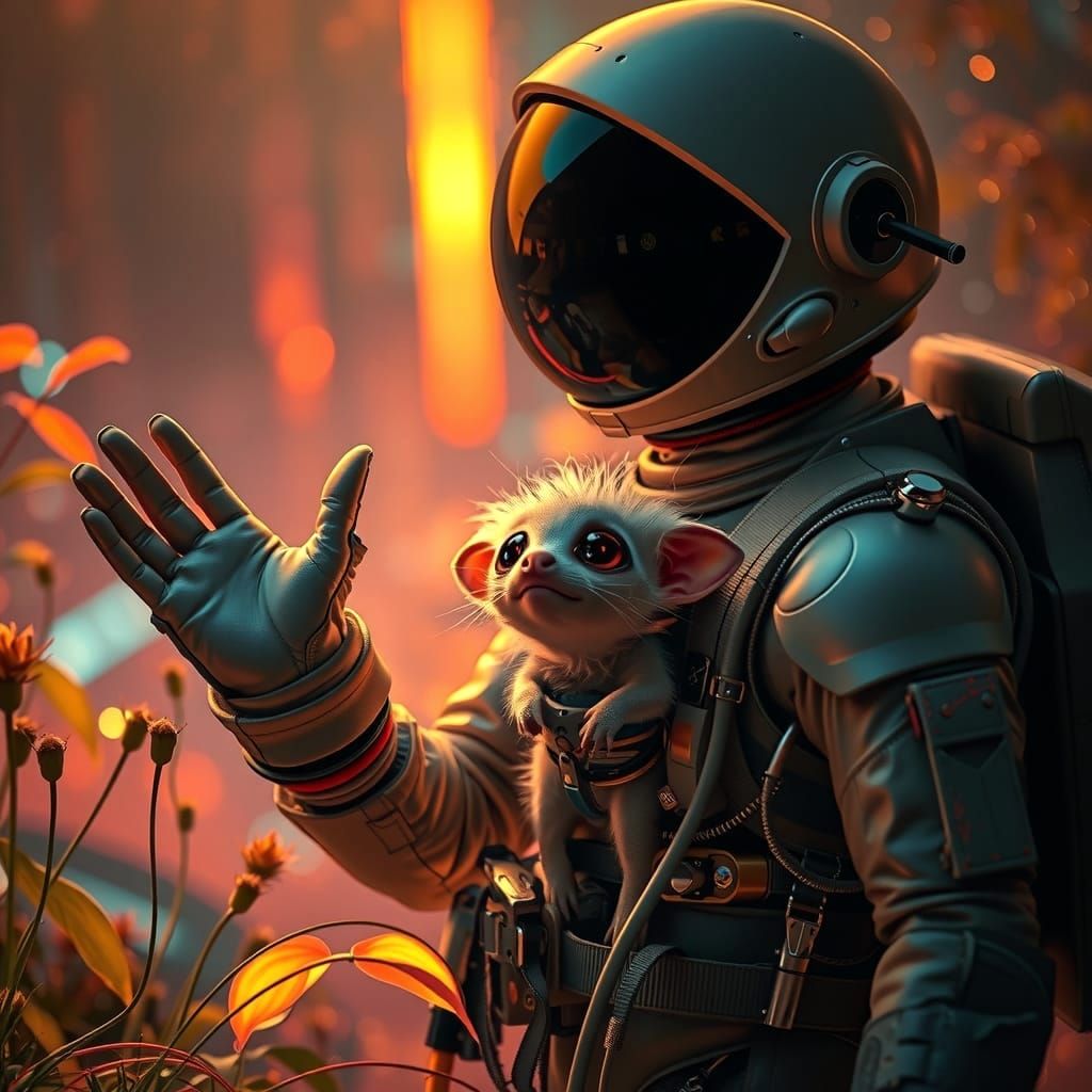 Astronaut with a new friend