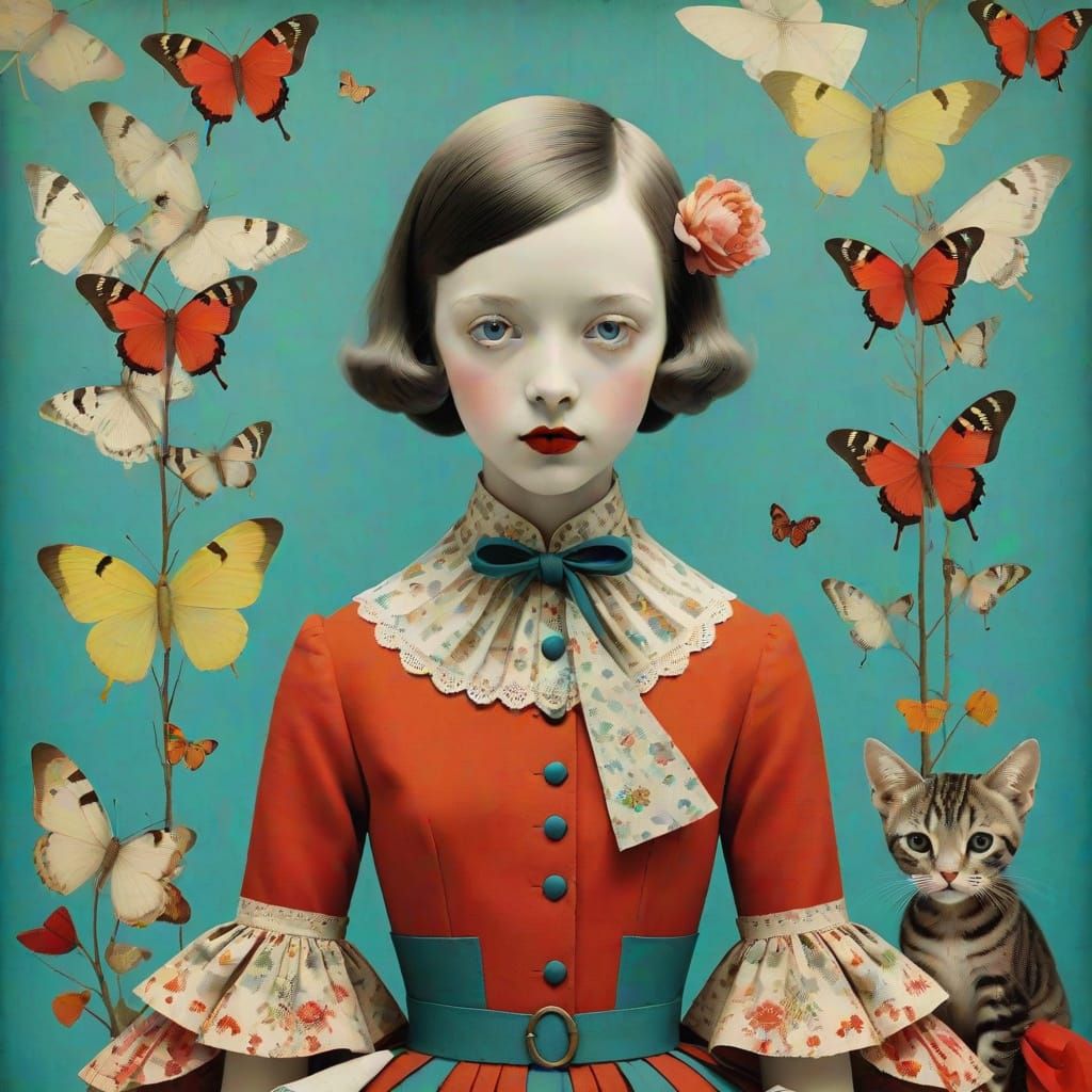 Nostalgic Memoryscape Textile Collage Portrait