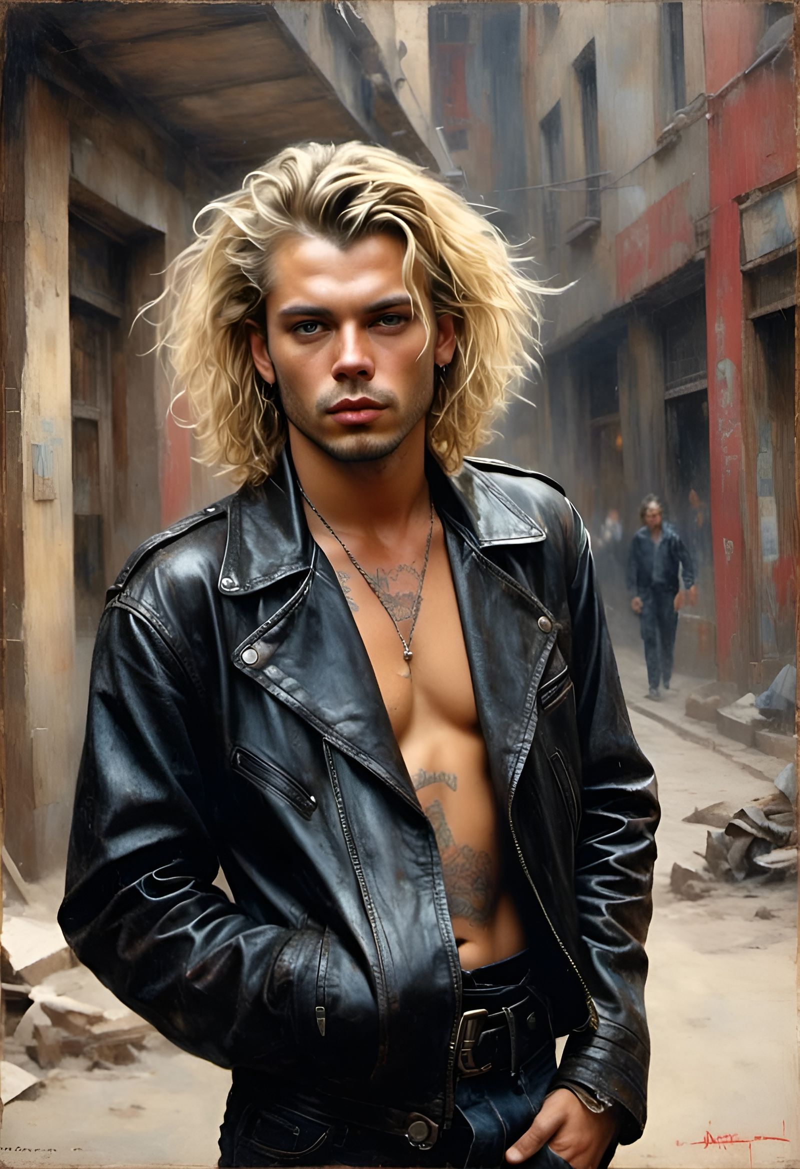 Michael Hutchence in Grunge Poster Style