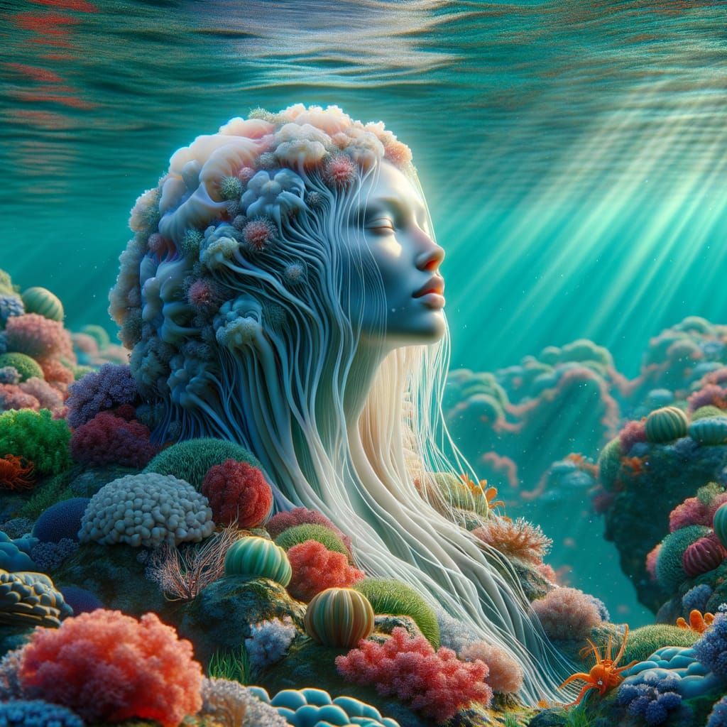 Jellyfish Siren in Coral Reef Landscape