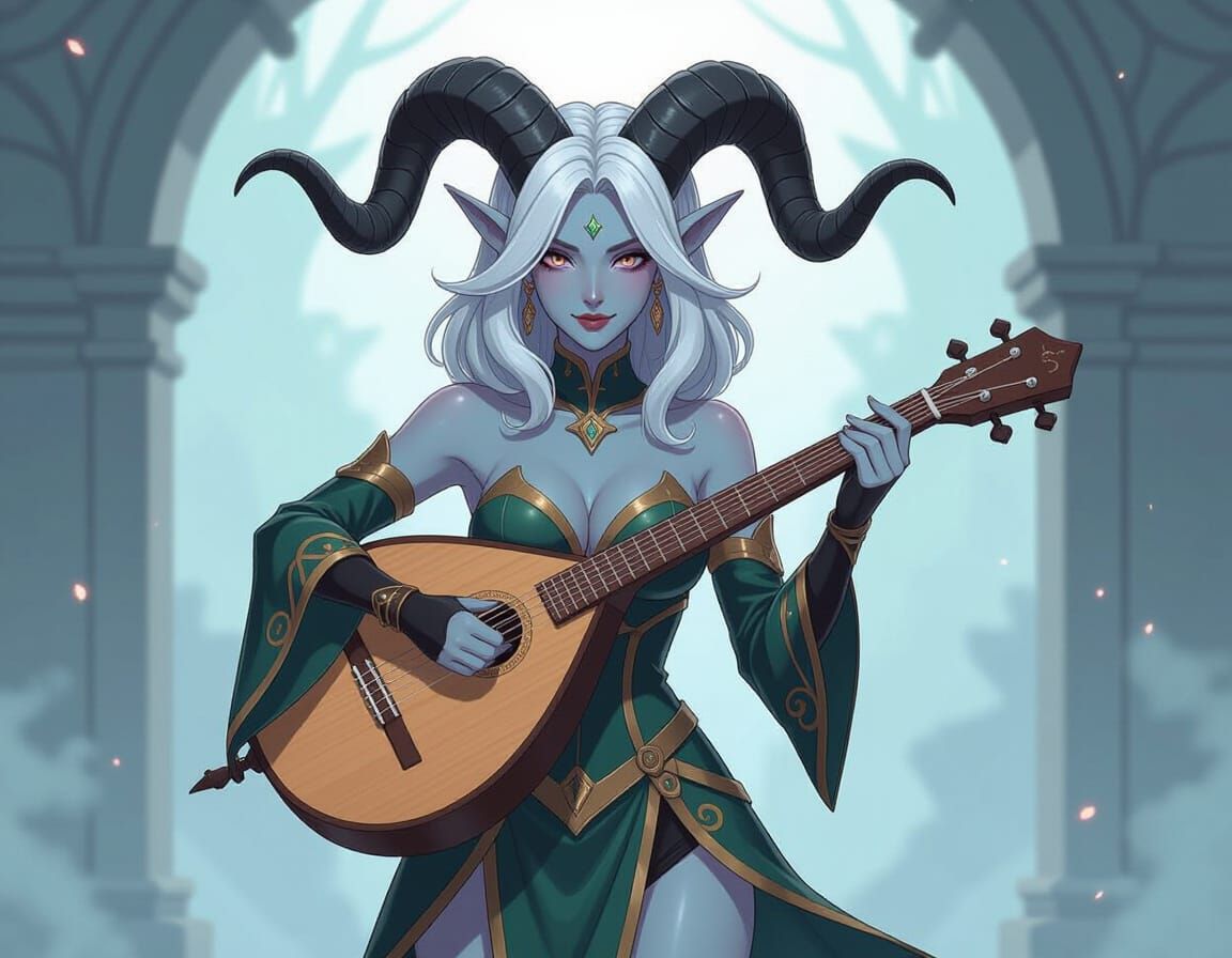 Anime Satyr Bard in Qipao: Manga Scan Style