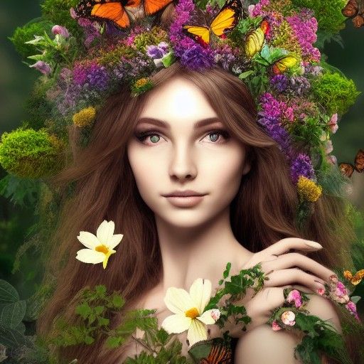 Forest Goddess with Astral Eye in Golden Light
