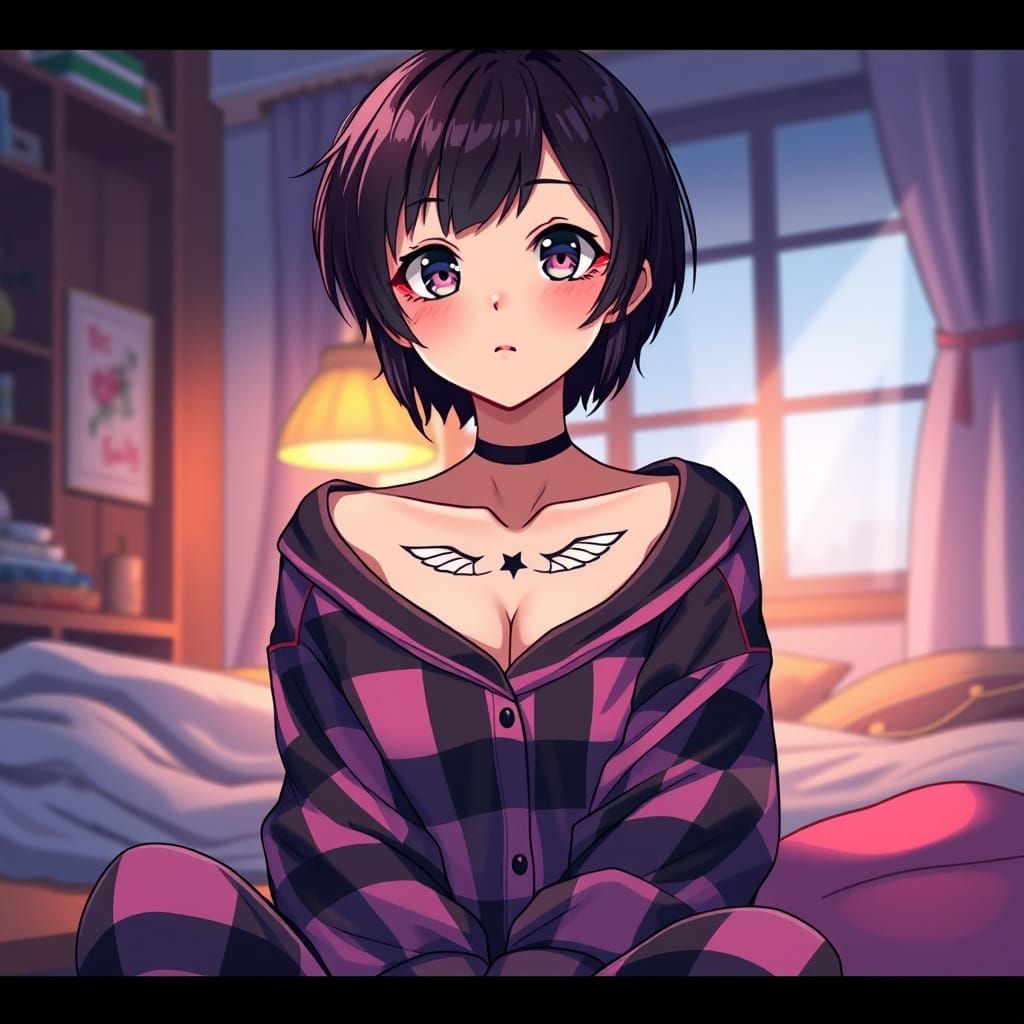 Woman in Pajamas: Cel-Shaded Manga Art