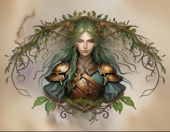 Mystical Jungle Chestplate Icon in Watercolor Style