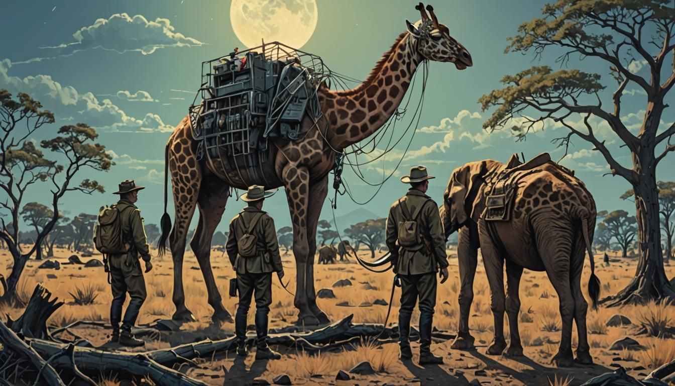 John Wayne in Africa: Steampunk Comic Art