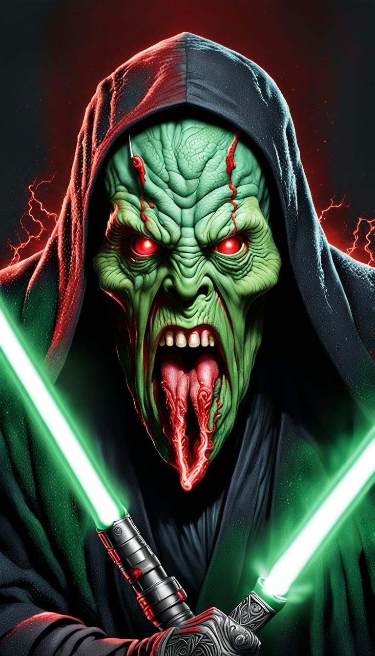 Darth Tierg the Tainted, Former Light Sided Jedi Who Uses Green Sabers to Mock the Jedi Order's Purity