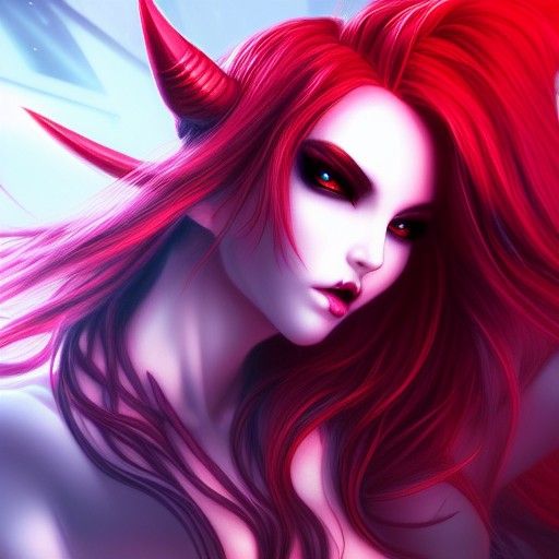 Sinister Cyberpunk Succubus with Bloodmoon Background