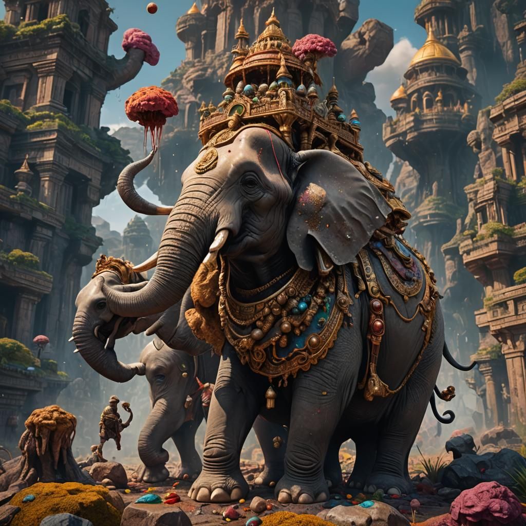Elephant Dung on Person: Detailed Matte Painting