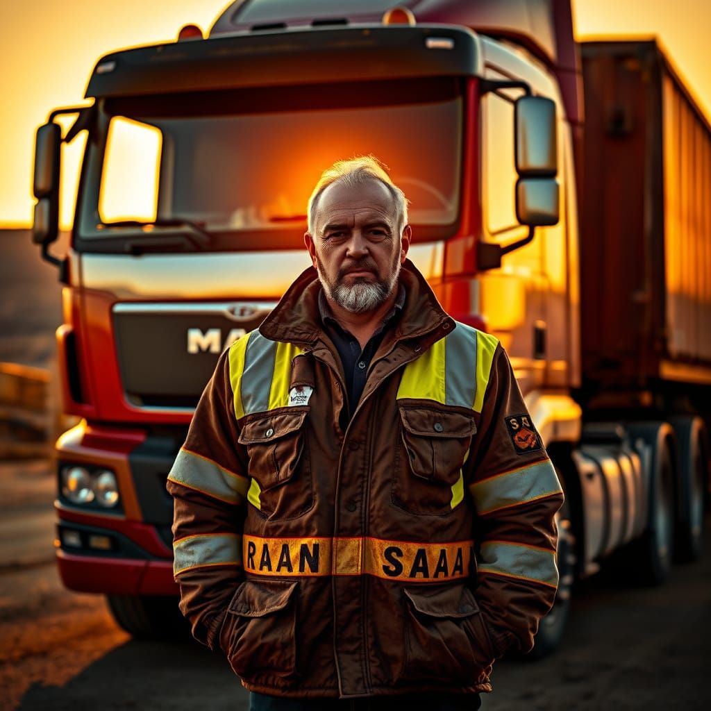 Trucker in Sunset Light, Cinematic Realism
