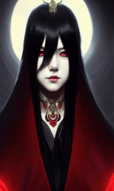 Evil Japanese Goddess in Black and Red Robes