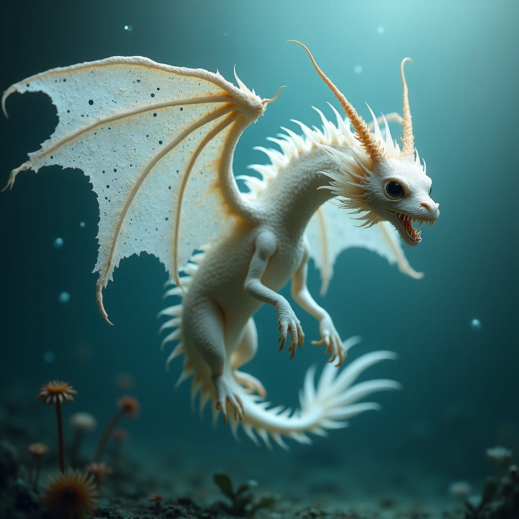 Lace Art Ghost Portrait of a Winged Dragon