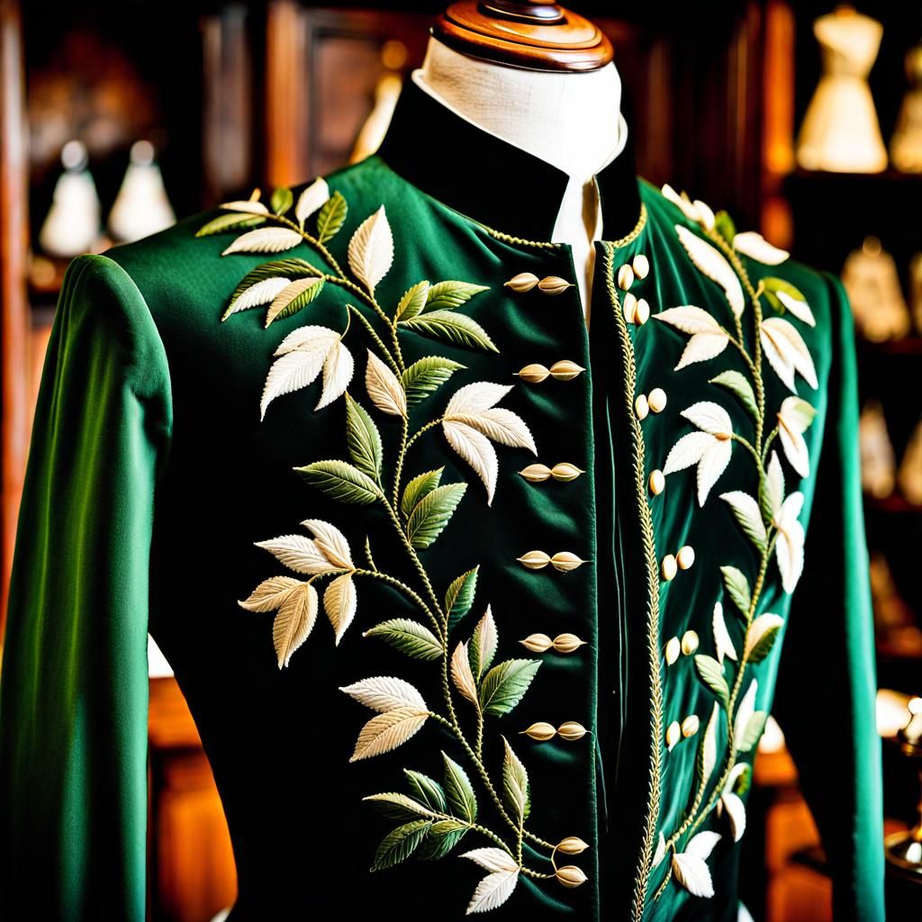 Embroidered doublet in a tailor's shop