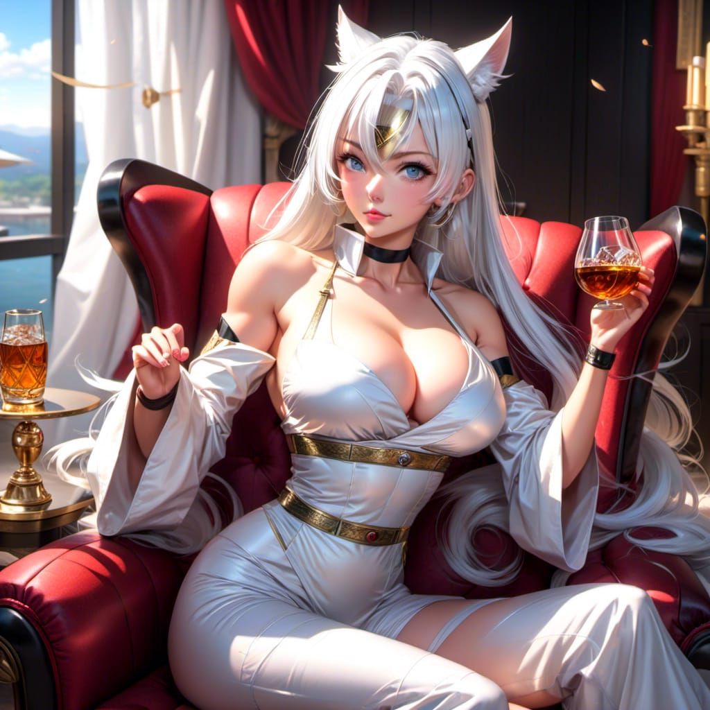 Magnificent Portrait of Woman Enjoying Whisky