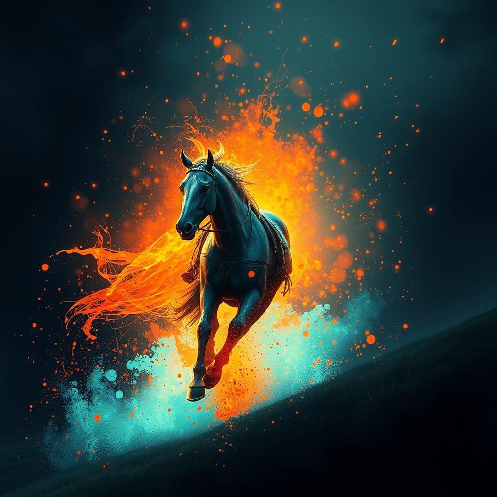 Moonlit Stallion Gallops Through the Night