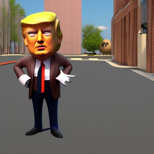 Donald Trump Outside Walmart in Pixar Style