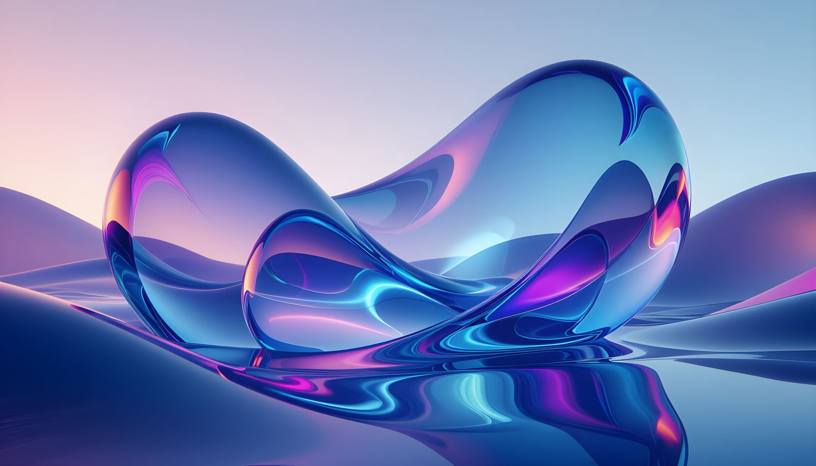 Futuristic Abstract Glass Shapes in Blue and Purple