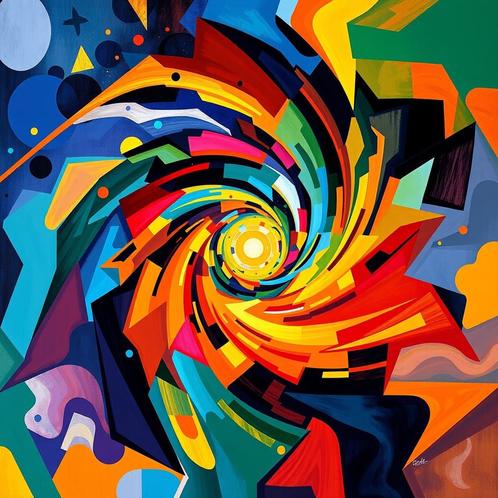 Cosmic Entity Embodies Vibrant Swirling Vortex of Colors and...