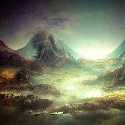 Dreamcore Scene as Detailed Matte Painting