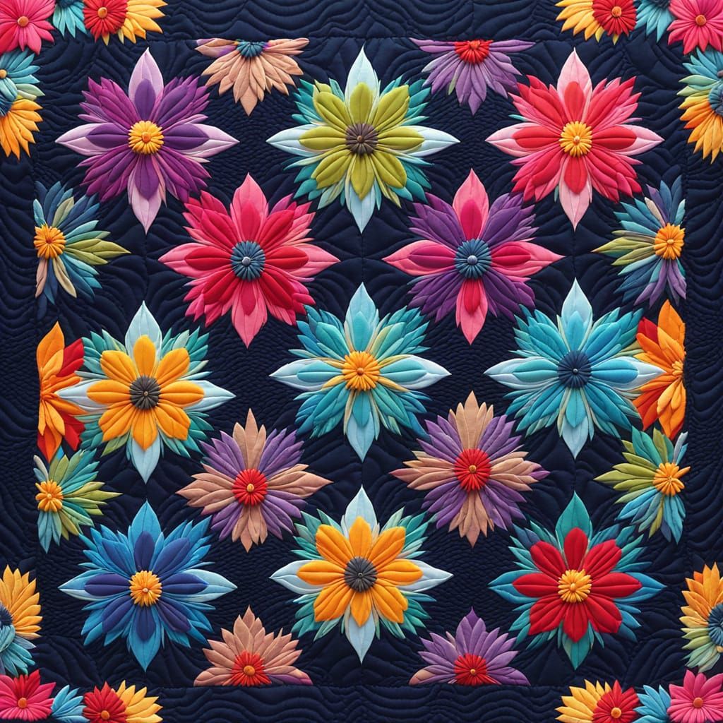 Vibrant Floral Quilt in Colorful Fabric
