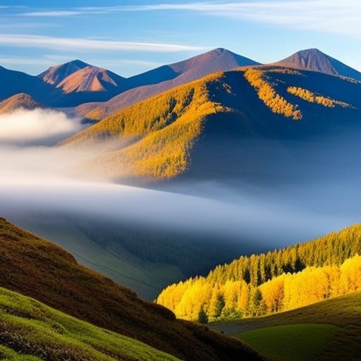 Misty Mountain Landscape in Sunshine