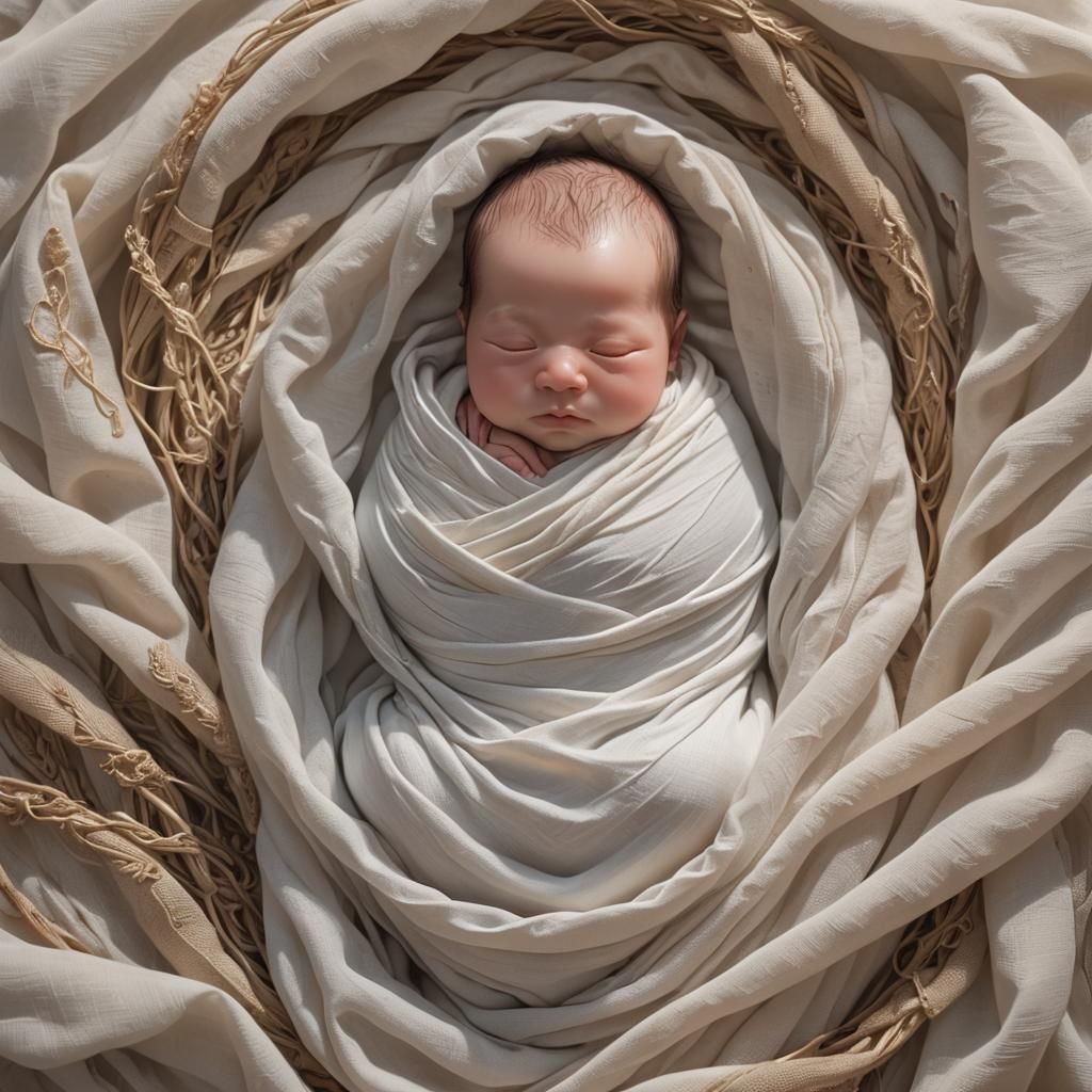 Newborn Swaddled in Gauze: 3D Anime Art