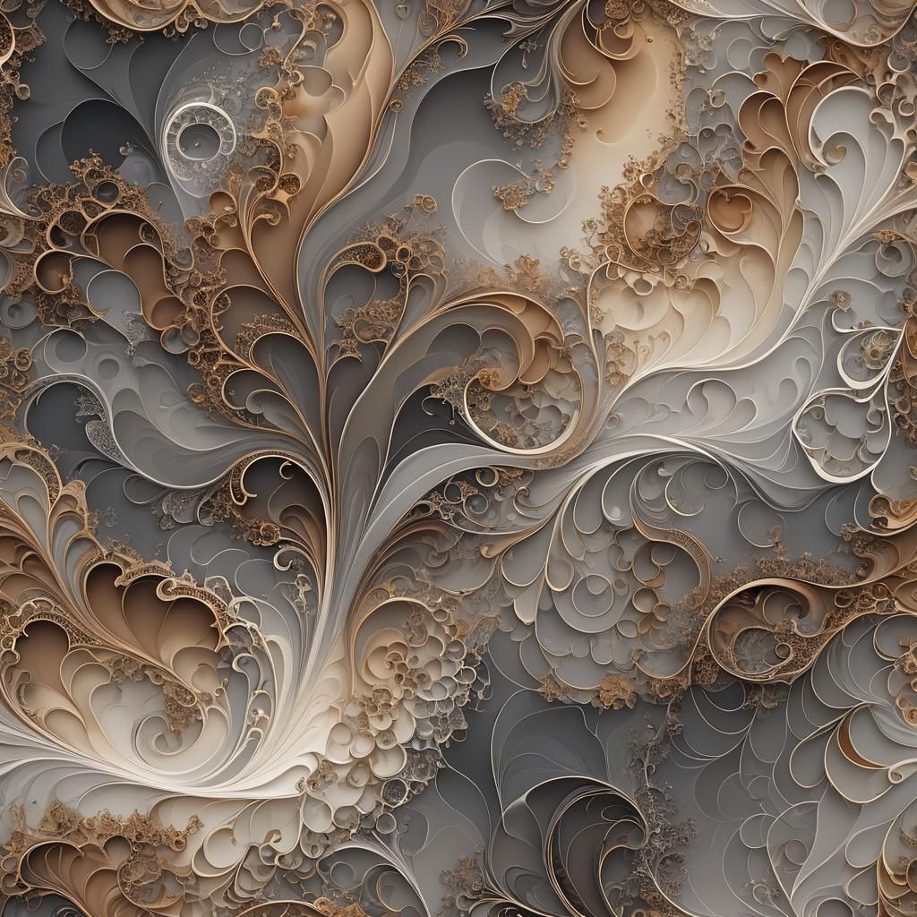 Abstract Fractal on Wall with Zentangle-Inspired Patterns