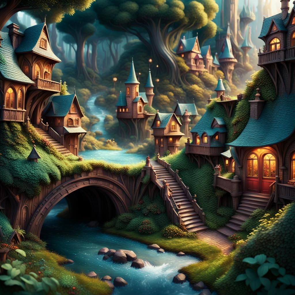 Colorful Pop-Up Book Fantasy Lands in Digital Art