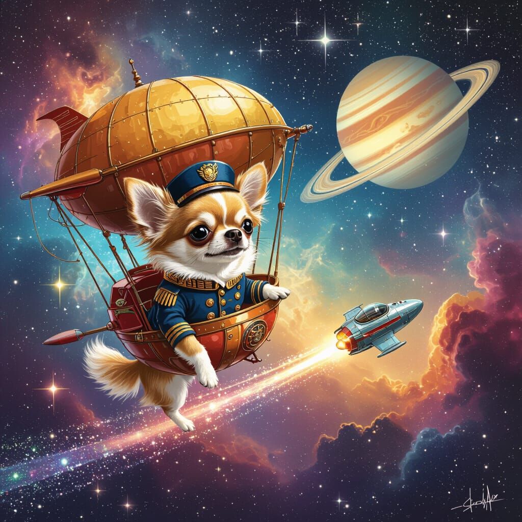 Chihuahua Airship Pilot in Cosmic Exploration