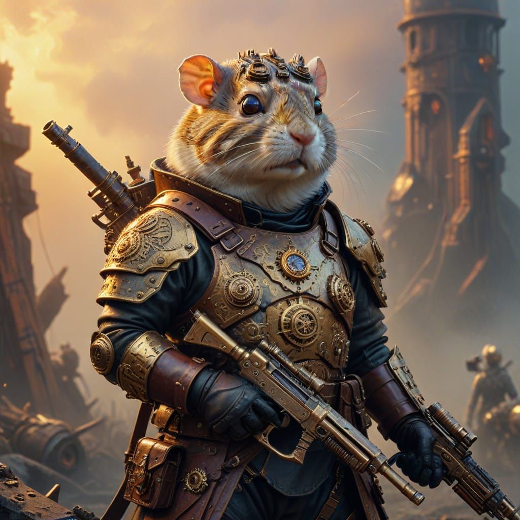 Steampunk Gerbil Soldier from the book series, Tail of a Sol...