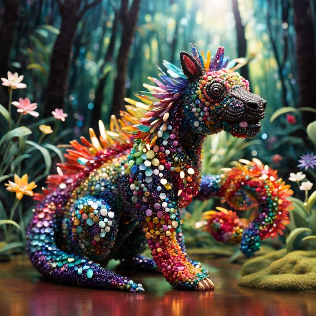 Vibrant 3D Bead Art with Glitter and Sparkle