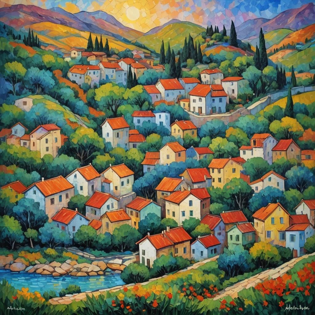 Halikarnasos: Neo-Impressionist Oil Painting
