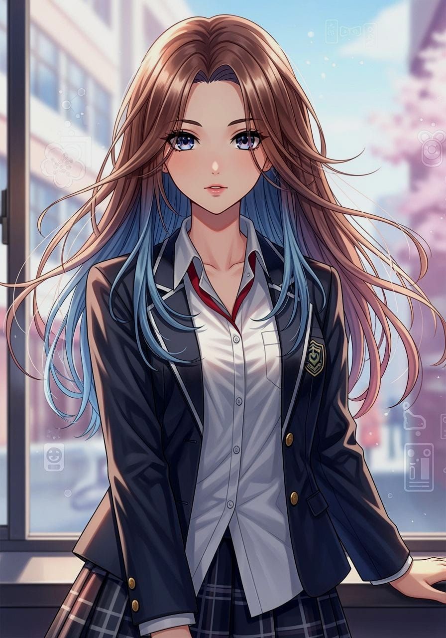 Anime School Girl in Kuvshinov Style