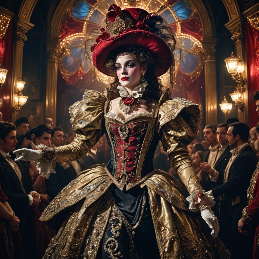 Moulin Rouge Performer in Baroque Oil Painting