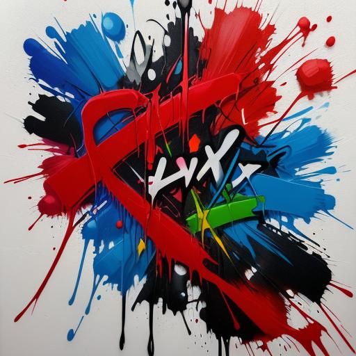 Cutting a Red Ribbon in Graffiti Art Style