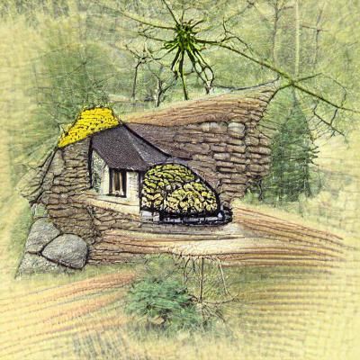 Idyllic Forest Cabin with Thatched Roof